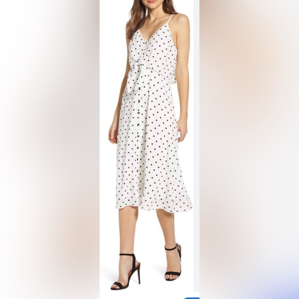 BP Polka Dot Tie Top, button down Midi Dresss. Size Small. EEUC